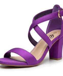 Trary White Purple Black Nude Heels for Women, Chunky Heels for Women, Strappy Sandals for Women, Open Toe Womens Heeled Sandals, Wedding Shoes for Bride, Summer Dressy Heels, Homecoming Prom Shoes,