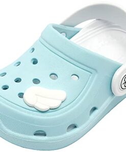 dripdrop Girls Comfort Clogs Kids Slip On Garden Shoes Boys Lightweight Beach Pool Slide Sandals Shower Slipper SkyBlue Wing/9.5 Toddler