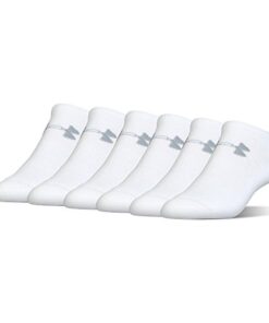 Under Armour Unisex-Adult Cotton No Show Socks, Multipairs, White/Gray (6 Pairs), Large