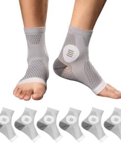 3Pairs Plantar Fasciitis Socks – Neuropathy Socks – Ankle Compression Sleeve – Toeless Compression Socks with Foot/Arch Support for Heel Spurs, Foot Swelling & Fatigue, Pain Relief (X-Large, Gray)