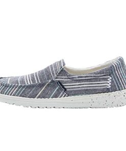 Hey Dude Women’s Misty Chambray Stripes Blue Size 8 | Women’s Loafers | Women’s Slip On Shoes | Comfortable & Light-Weight