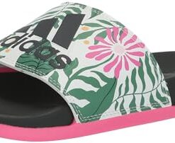 adidas Women’s Adilette Comfort Slide Sandal, Carbon/Off White/Lucid Pink, 8