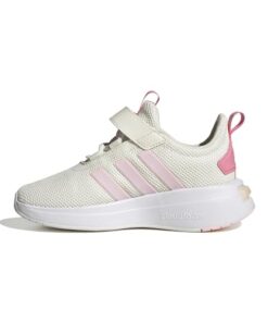 adidas Racer Tr23 Hook & Loop Sneaker, Off White/Clear Pink/Bliss Pink, 4 US Unisex Big Kid