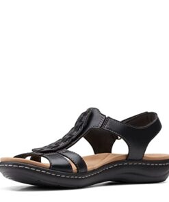 Clarks Women’s Laurieann Kay Flat Sandal, Black Leather, 8