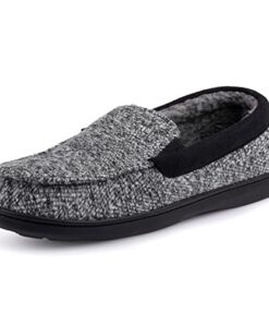 RockDove Men’s Sherpa Lined SILVADUR Memory Foam Moc Slipper, Size 13 US Men, Slate Grey