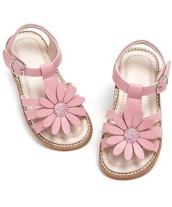 Kiderence Toddler Girls Sandals Little Girls Kids Summer Shoes Toddler Pink Sandals Size 12