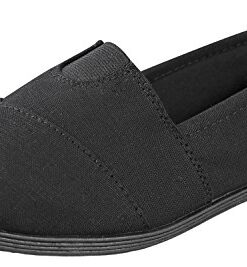 Soda Flat Women Shoes Linen Canvas Slip On Loafers Memory Foam Gel Insoles OBJI-S All Black 6