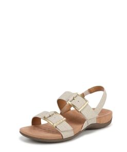 VIONIC Women’s Reese Slingbacks Heeled Sandal, Oatmeal Beige Synthetic Fabric, 8