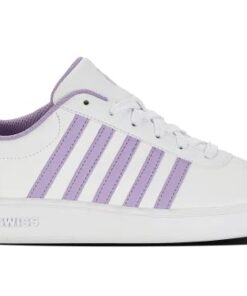 K-Swiss Kid’s Classic Pro Sneaker, White/Silver/Purple Rose, 2.5 M