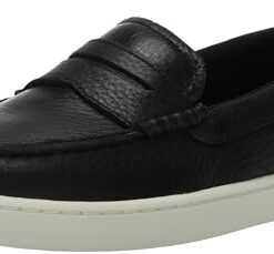 Cole Haan Men’s Nantucket Penny Loafer, Black Pebbled Leather/Ivory, 12