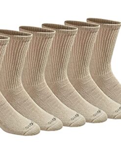 Dickies Men’s Dri-Tech Moisture Control Crew Socks Multipack, Essential Worker Khaki (6 Pairs), Large