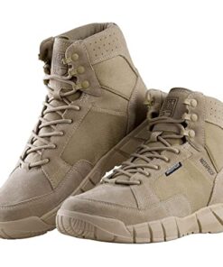 FREE SOLDIER Waterproof Hiking Work Boots Men’s Tactical Boots 6 Inches Lightweight Military Boots Breathable Desert Boots (Tan, 10.5)