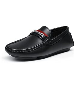 Bruno Marc Boy’s SBLS218K Loafer Slip-On Dress Shoes, Black, Size 5 Big_Kid