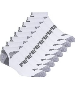 PUMA mens Low Cut 8 Pack Cool Cell No Show Socks, White/Steel Grey, 10 13 US