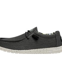 Hey Dude Men’s Wally Canvas Stretch Black Size 7 | Men’s Shoes | Men Slip-on Loafers | Comfortable & Light-Weight