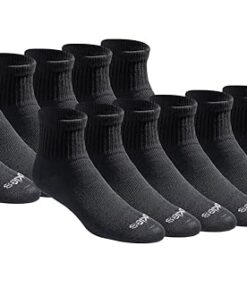 Dickies Men’s Dri-Tech Moisture Control Quarter Socks (6, 18, Solid Black (12 Pairs), Large