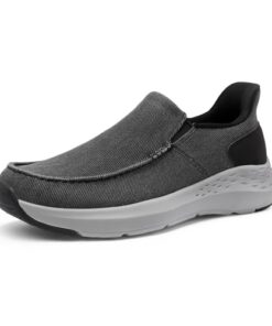 Bruno Marc Men’s Hands Free Slip-on Loafers Walking Shoes Canvas Casual Sneakers, Dark Grey, Size 10, SBWA2403M