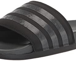 adidas Women’s Adilette Comfort Slide Sandal, Black/Grey/Black, 8