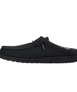 Hey Dude Men’s Wally Slip Stretch Canvas Black/Black Size 14 | Men’s Shoes | Men Slip-on Loafers | Comfortable & Light-Weight