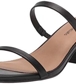 Amazon Essentials Women’s Thin Two Strap Heeled Slide, Black, 7.5