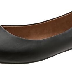 Amazon Essentials Women’s Pointed-Toe Ballet Flat, Black Faux Leather, 13