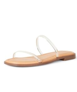 The Drop Women’s Paris Square Toe Two Strap Flat Sandal, Clear, 7.5