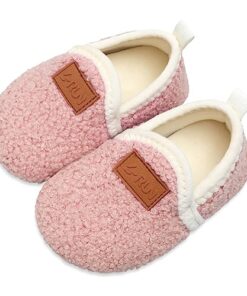 L-RUN Toddler Girl Slippers Boys Bedroom Shoe Pink 6.5-7.5 Toddler=EU24-25