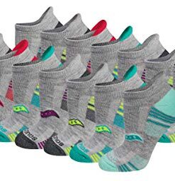 Saucony Women’s 8/16 Performance Heel Tab Athletic Socks, Grey Assorted (16 Pairs), Medium