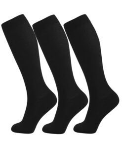 +MD 3 Pairs Compression Socks for Women & Men 8-15mmHg Cushion Moisture Wicking Support Stockings for Airplane Flights, Travel, Nurses, Edema 9-11 Black