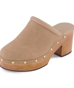 CUSHIONAIRE Women’s Guest Faux Wood Clog with Memory Foam Padding, Wide Widths Available, Sand 8