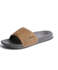 Reef Men’s Sandals, Reef One Slide, Grey/Tan, 11