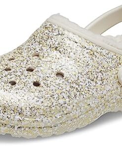 Crocs Classic Lined Glitter Clog, Stucco, 5 US Unisex Big Kid