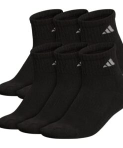 adidas Women’s Athletic Cushioned Quarter Socks (6-Pair) with Arch Compression for a Secure fit, Black/Aluminum 2, Medium
