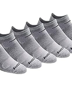 Saucony mens Multi-pack Mesh Ventilating Comfort Fit Performance No-show Socks, Grey Basic (6 Pairs), Shoe Size 8-12 US