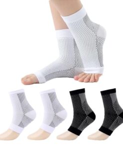 2 Pairs Compression Socks for Plantar Fasciitis, Achilles Tendonitis Relief – Ankle Compression Sleeve for Heel Spurs, Foot Swelling, Fatigue & Sprain – Arch Support Brace for Work, Gym, Sport