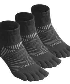 VWELL Toe Socks for Men and Women COOLMAX Five Finger Socks Athletic Running Socks Quarter Ankle Toe Socks (3Pairs)