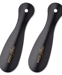 BOOMIBOO 2 Pack Metal Shoe Horns – Sturdy 7.5 Inch Shoe Helper with Ergonomic Handle, Travel Friendly Shoe Horns for Men and Women