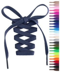 Handshop Flat Shoelaces 5/16″ – Shoe Laces Replacements For Sneakers and Athletic Shoes Boots Navy Blue 114cm