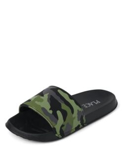 The Children’s Place Boys Everyday Slip On Slide Sandals, Glow Camo, 5 Big Kid