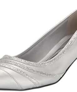 Easy Street Women’s Nobel Pump, Silver Satin, 7