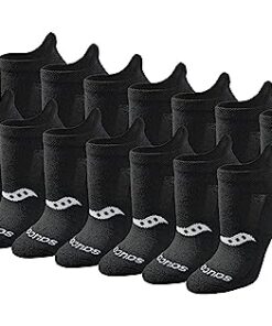 Saucony Women’s 8/16 Performance Heel Tab Athletic Socks, Black Solid (16 Pairs), Medium