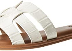 The Drop Women’s Monika Flat H-Band Slide Sandal, Cream Croco, 8.5