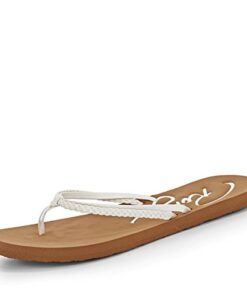 Roxy womens Cabo flip flop sandals, White, 9 US