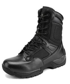 NORTIV 8 Mens Military Tactical Work Boots Side Zip 8 Inches Hiking Motorcycle Combat Boots Black Size 9.5 M US Response