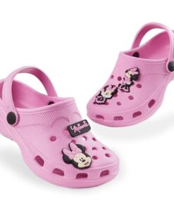 Disney Girls Clogs with Removable Rubber Charms – Girls Gifts (Pink Minnie, 2.5 US)