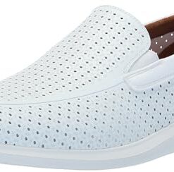 Stacy Adams Men’s Remy Perfed Slip On Sneaker, White, 9