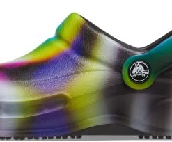 Crocs Unisex Bistro Graphic Clogs, Slip Resistant Work Shoes, Neon Tie Dye, Numeric_11 US Women