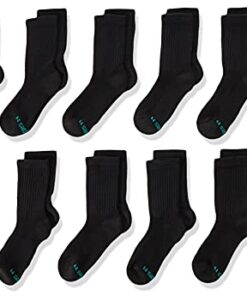 Hanes Medium-Shoe Size: 9-2.5 Boys, Double Tough Cushioned Crew Socks, 12-Pair Packs, Black