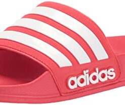 adidas Unisex Adilette Shower Slide Sandal, Vivid Red/White/Vivid Red, 11 US Women