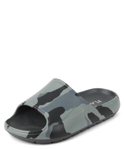 The Children’s Place Boys Everyday Slip On Slide Sandals, Grey Camo, 2 Big Kid